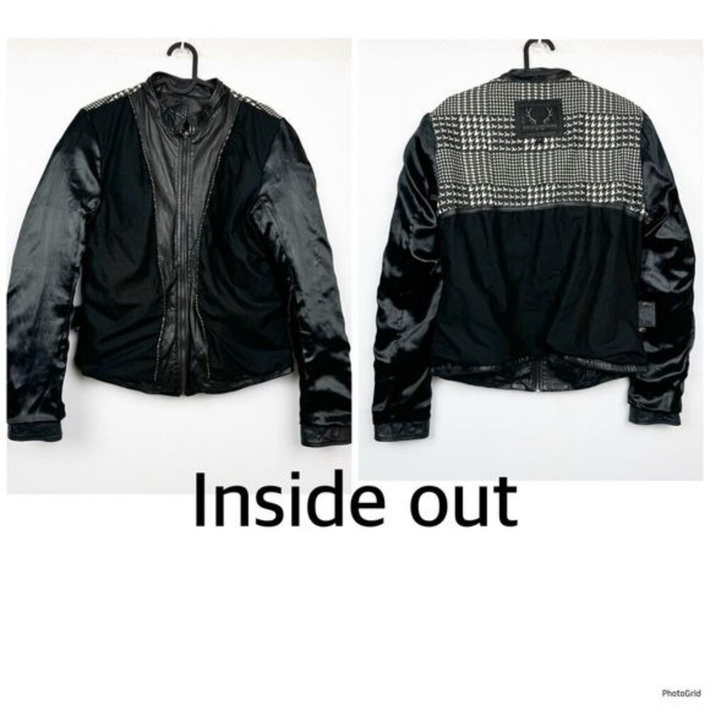 Bod & Christensen Diamond Quilted Shoulder Leather Moto Jacket Large - Picture 10 of 13